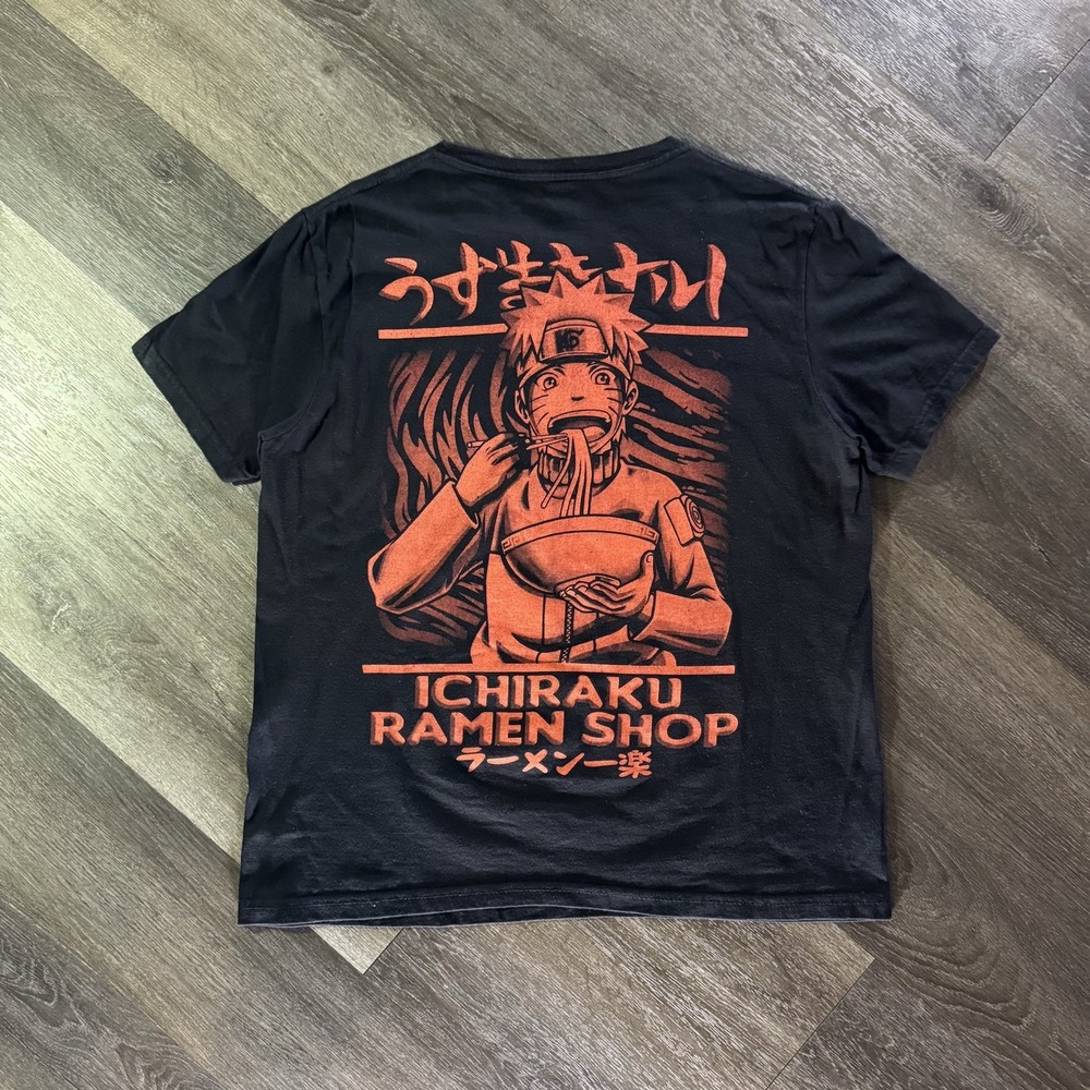 Vintage T-Shirt Naruto Shippuden Size M 00s Black Ichiraku Ramen Shop 2007
